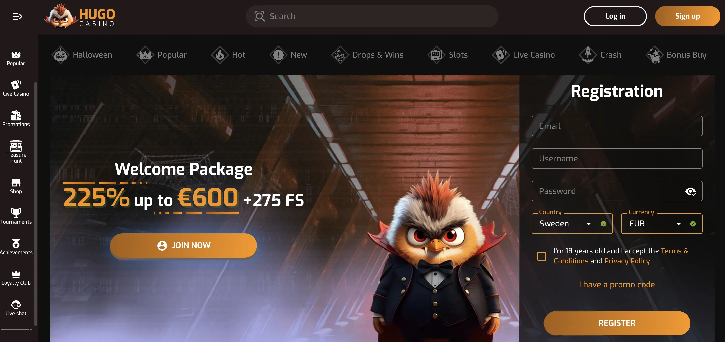 Hugo Casino utan Spelpaus: recension och spelupplevelse Hugo Casino utan Spelpaus